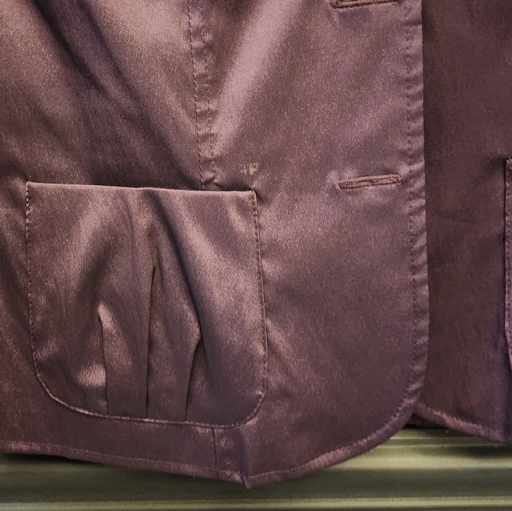 Joseph Ribkoff Double Collared Metallic Sheen Purple Blazer - Picture 3 of 8